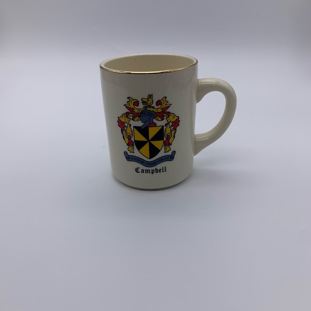 Vtg. Campbell Family Coat Of Arms 22kg Rim 8 Oz Coffee Mug Decorated In Canada